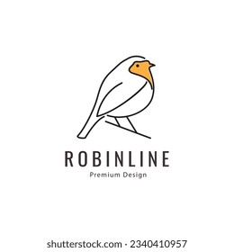 robin bird with line style minimalist logo vector illustration design