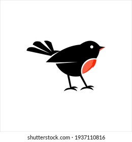 Robin Bird Logo Design Cute Animal, Doodle Vector Art and Nature Graphic Element Template and Ideas