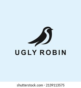 Robin Bird Logo Design Vector Silhouette Illustration