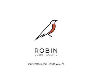 Robin bird logo with simple design, robin line logo