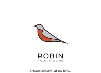 Robin bird logo with simple design, robin line logo