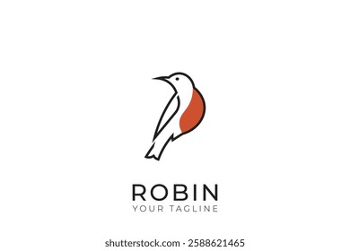 Robin bird logo with simple design, robin line logo