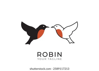 Robin bird logo with simple design, robin line logo