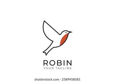 Robin bird logo with simple design, robin line logo