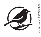 Robin bird silhouette vector illustration.