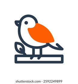 Robin Bird Vector Icon for Springtime