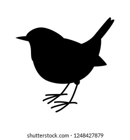 robin bird vector illustration,  black silhouette,profile view