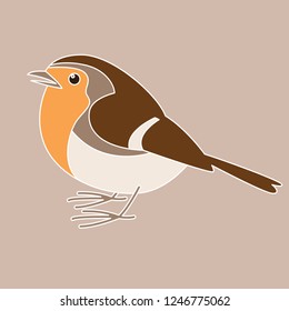 robin bird, vector illustration , flat style, profile view