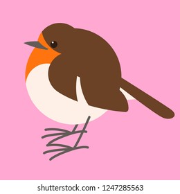 robin bird, vector illustration , flat style ,profile view