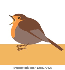robin bird ,vector illustration , flat style ,profile view