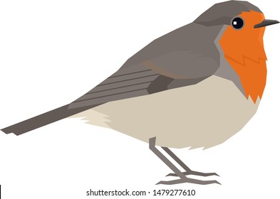 Robin bird Vector illustration Isolated object set