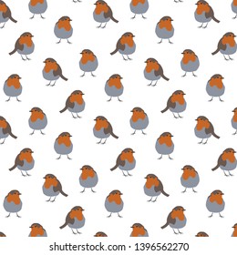 Robin bird vector pattern on white background