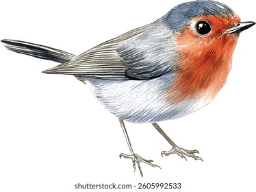 Robin Bird Watercolor  vector illustration