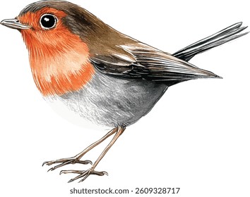 Robin Bird Watercolor  vector illustration
