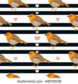 Robin birds seamless vector