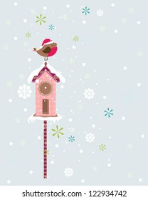robin christmas bird with santa hat