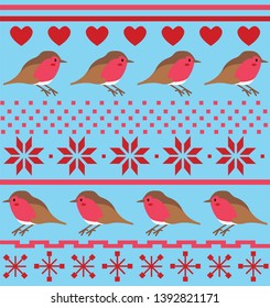 Robin Fairisle Pattern with Hearts