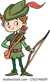 Robin hood boy with a bow and arrow