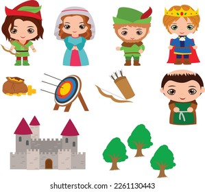 Robin hood Clipart, Fantasy Illustration, Fairytale Clipart