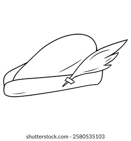 robin hood hat illustration hand drawn outline vector