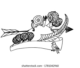 Robin Hood hat with symbolic objects.