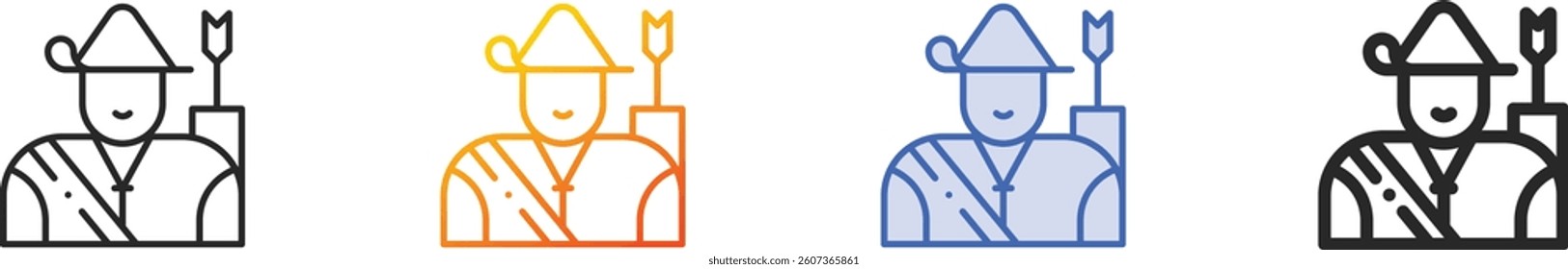 robin hood icon.Thin Linear, Gradient, Blue Stroke and bold Style Design Isolated On White Background