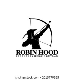 Robin Hood the legendary villain silhouette design logo retro vintage archer fighter logo - Shutterstock ID 2015779835