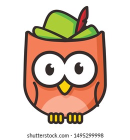 robin hood owl character logo icon