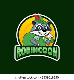 Robin Hood Raccoon Mascot Esport Logo Design