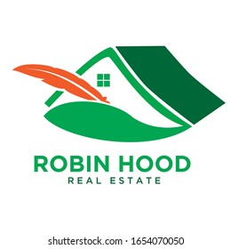 robin hood real estate logo design simple