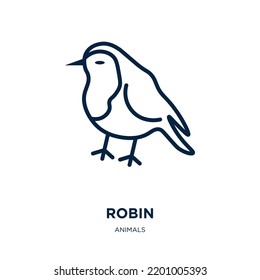 robin icon from animals collection. Thin linear robin, feather, arrow outline icon isolated on white background. Line vector robin sign, symbol for web and mobile