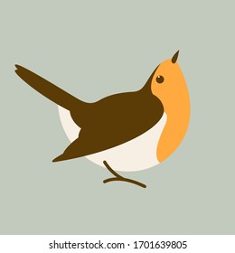 robin red breast bird, vector illustration, flat style, profile view