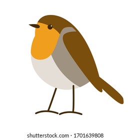 robin red breast bird, vector illustration, flat style, profile view
