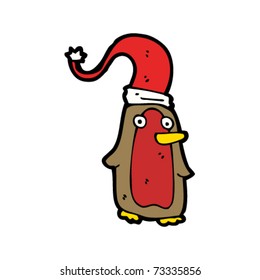 robin in santa hat cartoon