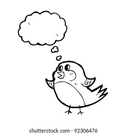 robin with thought bubble cartoon