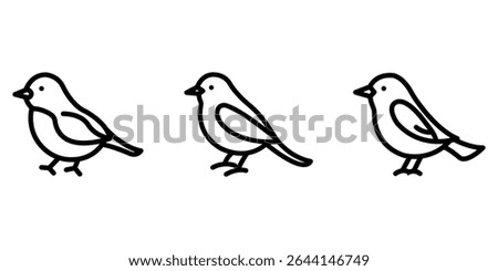robin-bird outline or line icon design bundle.