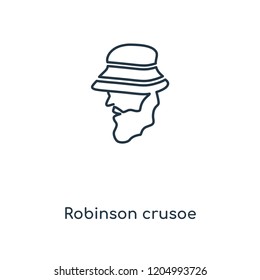 Robinson crusoe concept line icon. Linear Robinson crusoe concept outline symbol design. This simple element illustration can be used for web and mobile UI/UX.