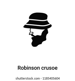 Robinson crusoe icon vector isolated on white background, logo concept of Robinson crusoe sign on transparent background, filled black symbol