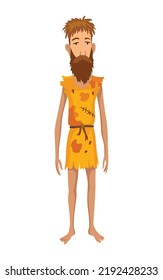 Robinson crusoe. Man on desert island has not seen civilization for a long time. Shipwrecked man. Flat cartoon vector illustration