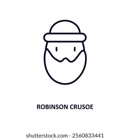 robinson crusoe outline icon.  Thin line icon from education collection. Editable vector isolated on white background