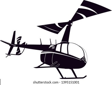 Robinson R66 helicopter vector. Black and white vector helicopter. Vector illustration. 