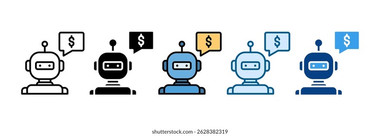 Robo Advisor Ícone Definir Coleção de Vários Estilos