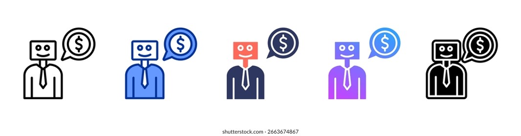 Conjunto de vários estilos da folha de ícone do Robo Advisor