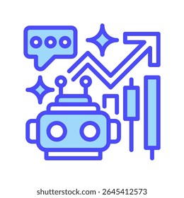 Ícone da Linha Robo Advisor, Símbolo de Estrutura de Tópicos para Investimento Automatizado, Gerenciamento de Portfólio de IA, Otimização de Riqueza, Algoritmos Financeiros e Ferramentas Financeiras Inteligentes. Ícone de sinal vetorial.