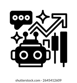 Ícone da Linha Robo Advisor, Símbolo de Estrutura de Tópicos para Investimento Automatizado, Gerenciamento de Portfólio de IA, Otimização de Riqueza, Algoritmos Financeiros e Ferramentas Financeiras Inteligentes. Ícone de sinal vetorial.