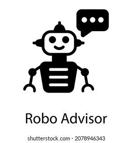 Robo Advisor Solid Icon, Message With Robot 