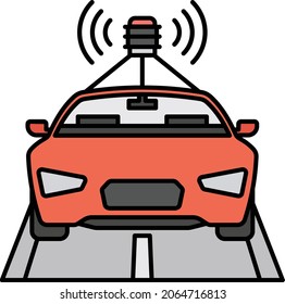 Radarkonzept Robo car gps, Autopilot Lidar Gerät Vectorfarbicon Design, Künftiges Verkehrssymbol, fahrerlose Green Transport Innovation Sign, Autopilot Luftfahrzeuge Stock Illustration