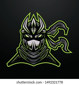 Robo Ninja Phantom Mascot Logo for Sport and Esport isolated on dark Background