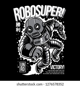 Robo Super Black and White Illustration