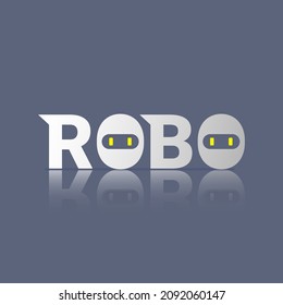 Robo Text With Shadow Reflection. Typography Concept.